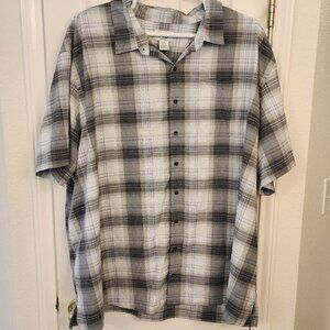 HB Gray / Black / Blue Plaid Shirt – 5XL – 100% Polyester
